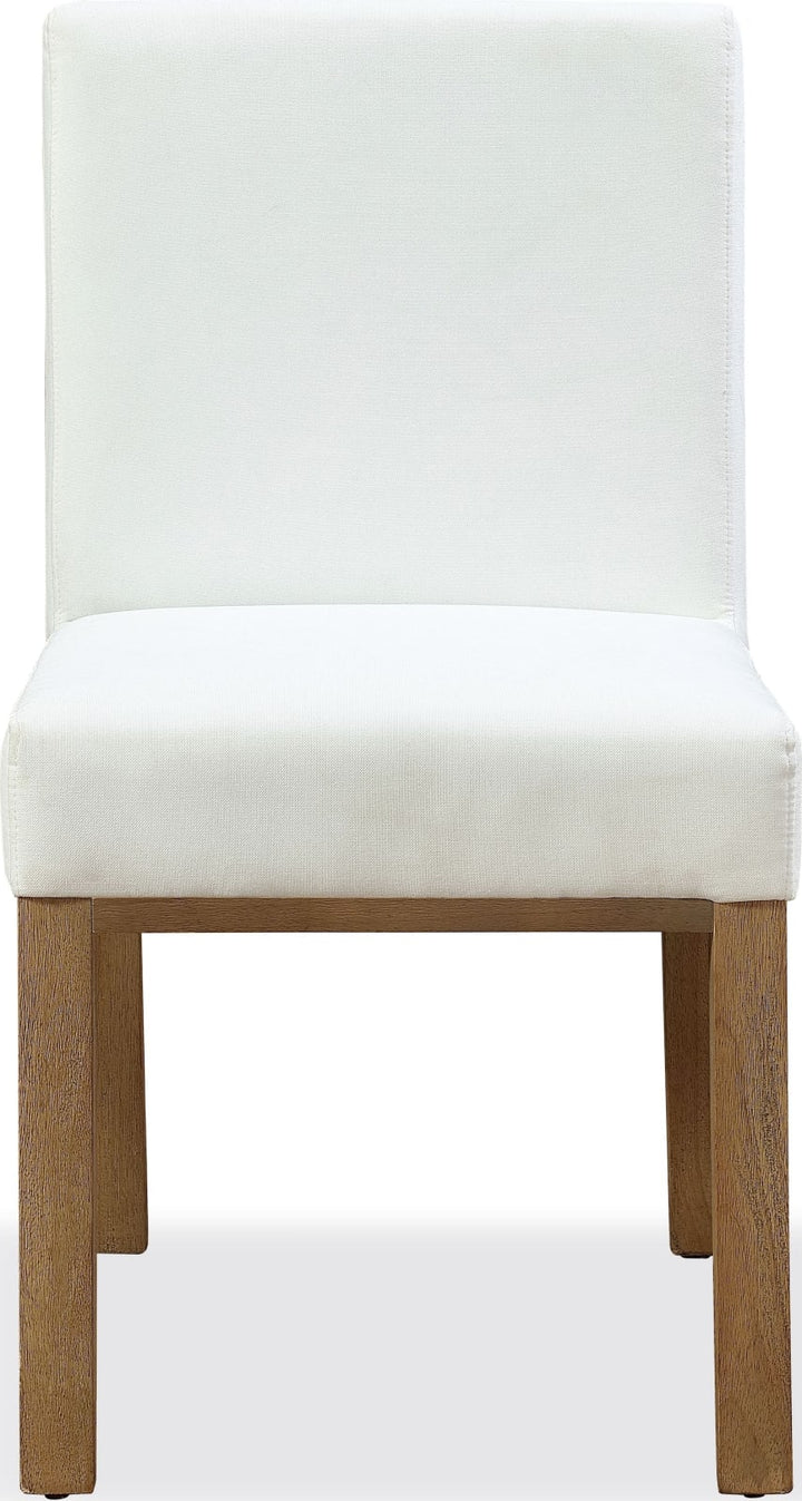 One Modern Coastal Upholstered Dining Side Chair in White Pearl and Bisque – view 4
