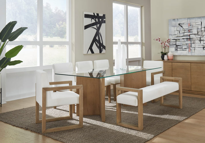 One Modern Coastal Upholstered Dining Side Chair in White Pearl and Bisque – view 7