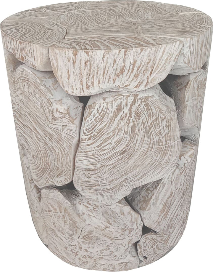 One Teak Slice Round End Table in Bleached Teak – view 3