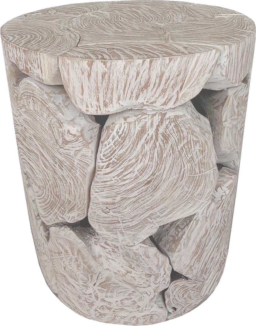 One Teak Slice Round End Table in Bleached Teak – view 3