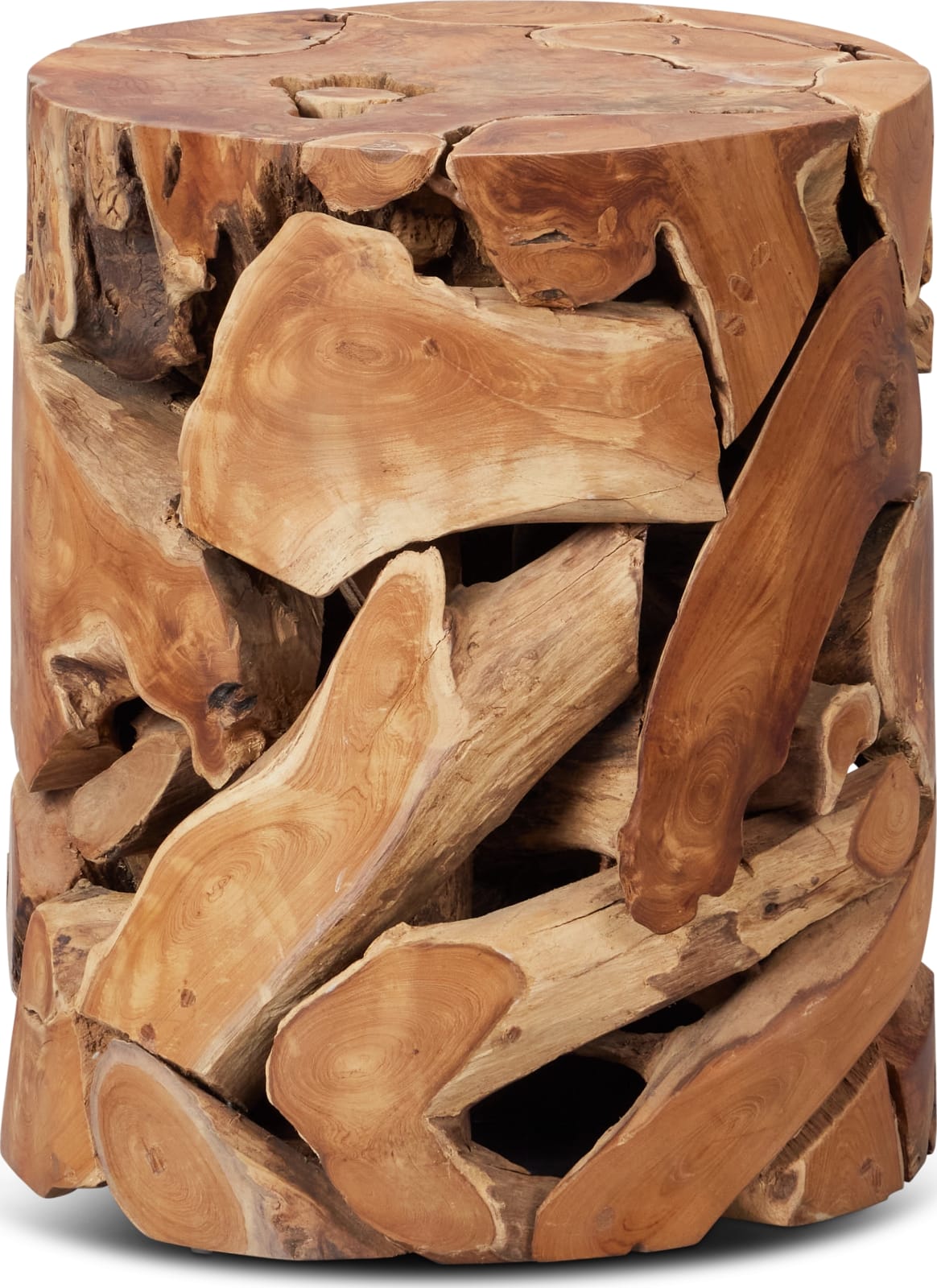 One Teak Slice Round End Table in Warm Teak – view 2