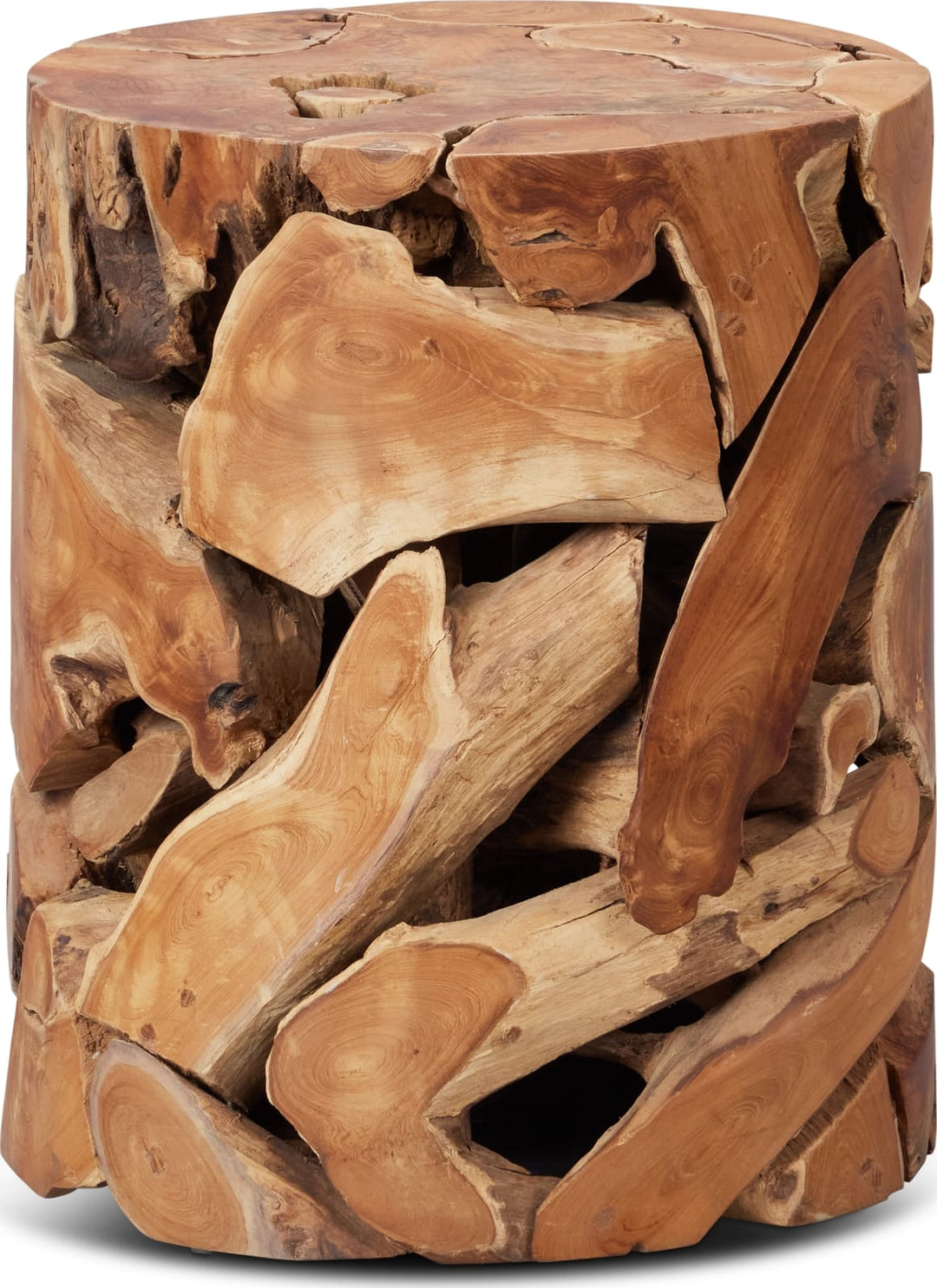 One Teak Slice Round End Table in Warm Teak – view 2