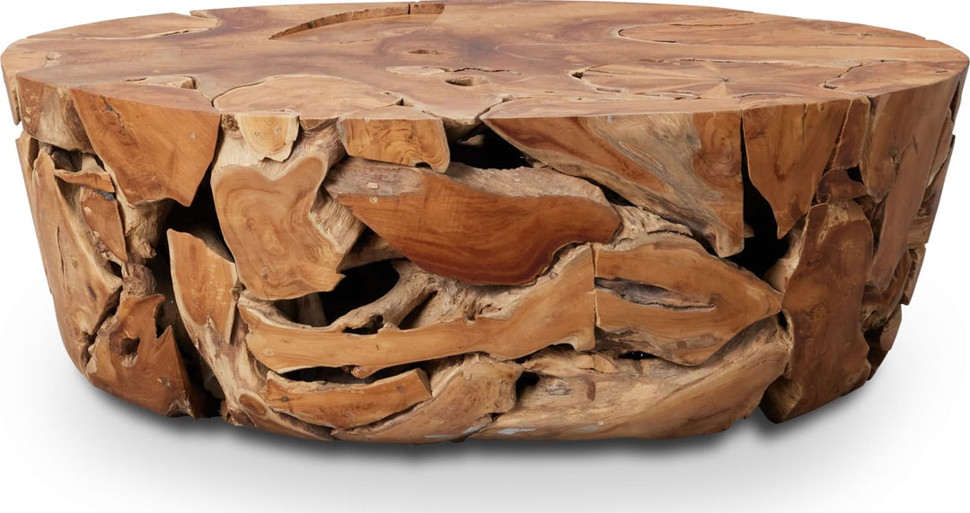 One Teak Slice Solid Wood Coffee Table in Warm Teak – view 2