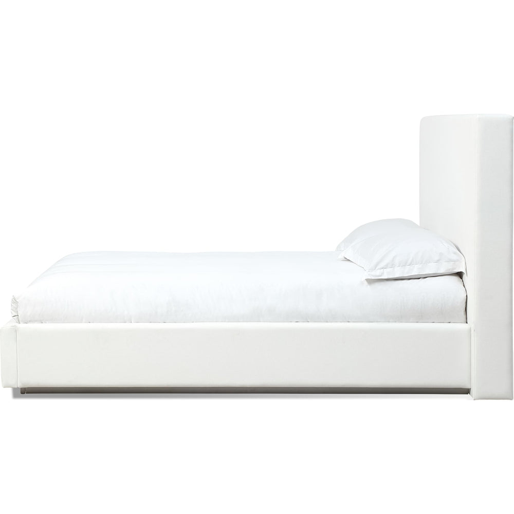 One King Upholstered Footboard Storage Bed in Pearl