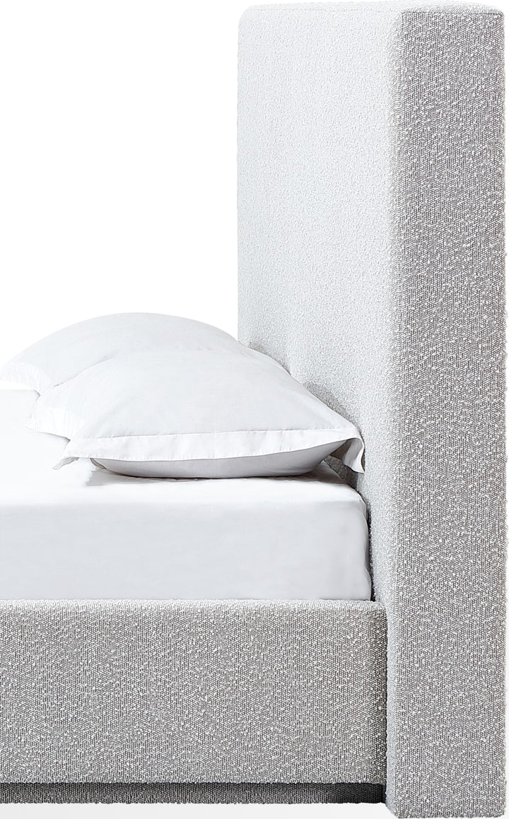 One Full-size Upholstered Modern Headboard in Cotton Ball Boucle – view 3