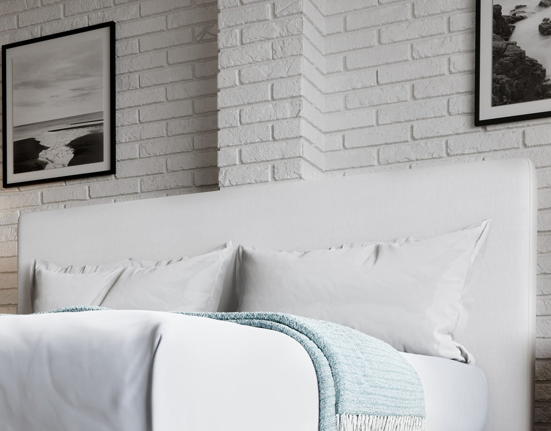 One Queen-size Upholstered Modern Headboard in Pearl – view 2
