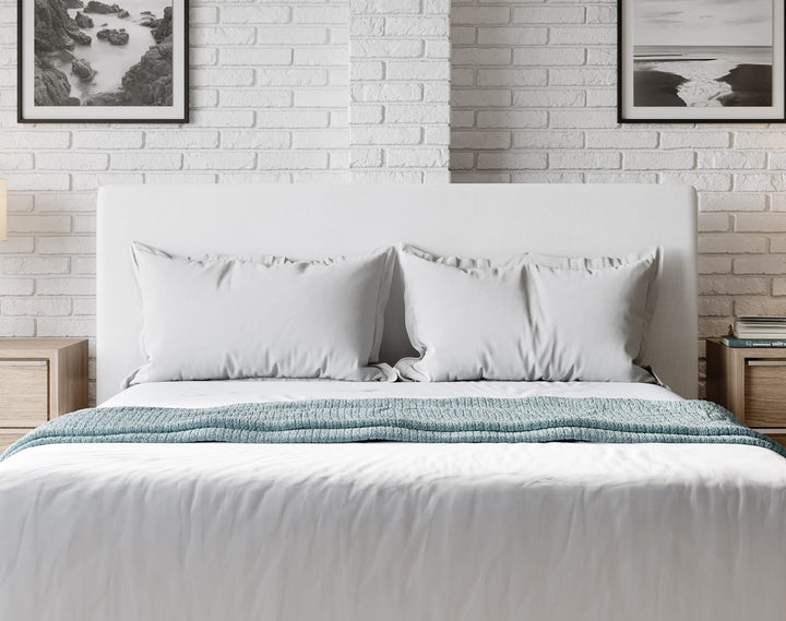 One Queen-size Upholstered Headboard in Pearl (2026) – view 4