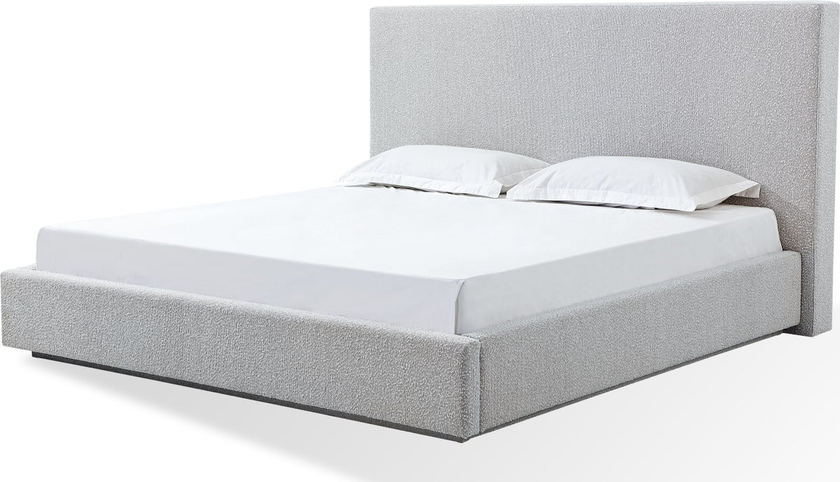 One Full-size Upholstered Platform Bed in Cotton Ball Boucle view 3