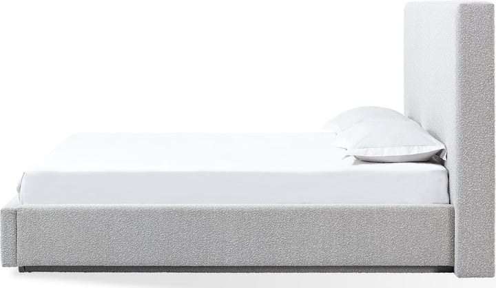 One Queen-size Upholstered Platform Bed in Cotton Ball Boucle – view 4