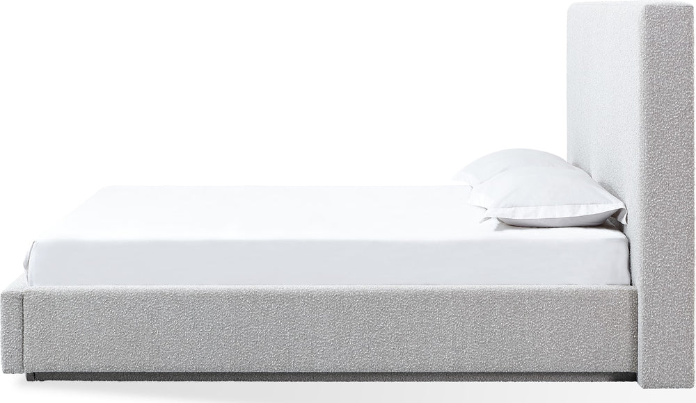 One California King-size Upholstered Platform Bed in Cotton Ball Boucle – view 4