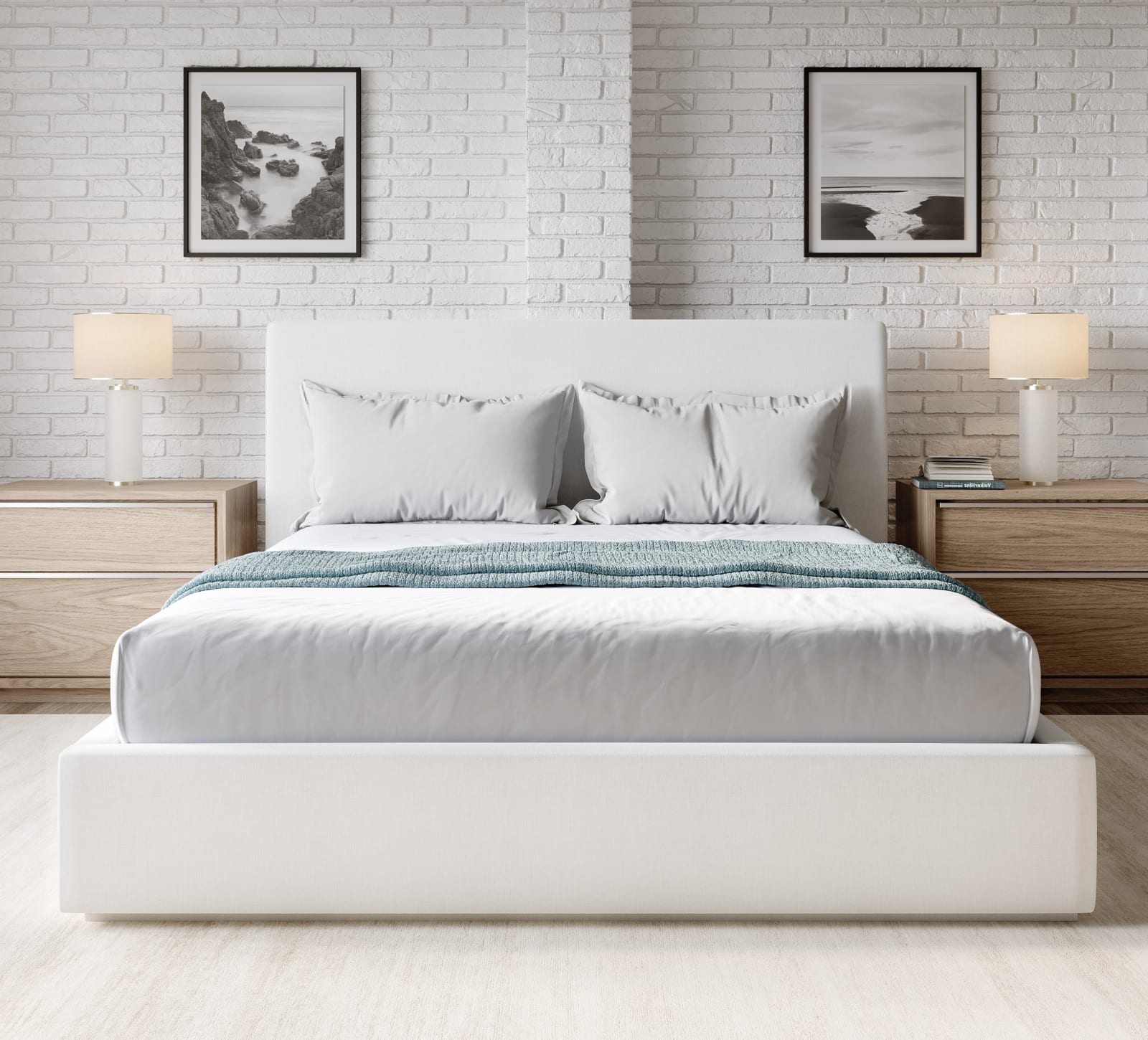 One Queen-size Upholstered Platform Bed in Pearl (2026)
