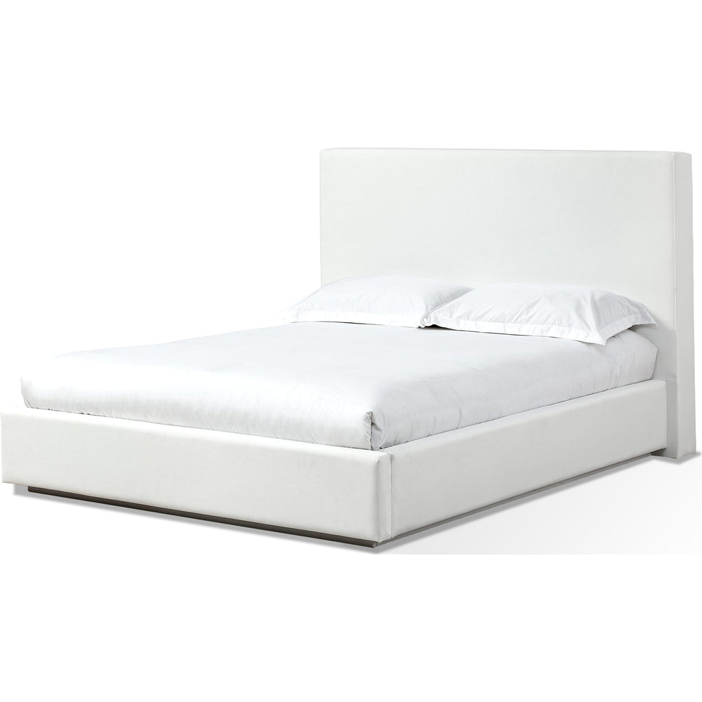 One King Upholstered Platform Bed in Pearl