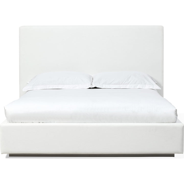 One King Upholstered Platform Bed in Pearl