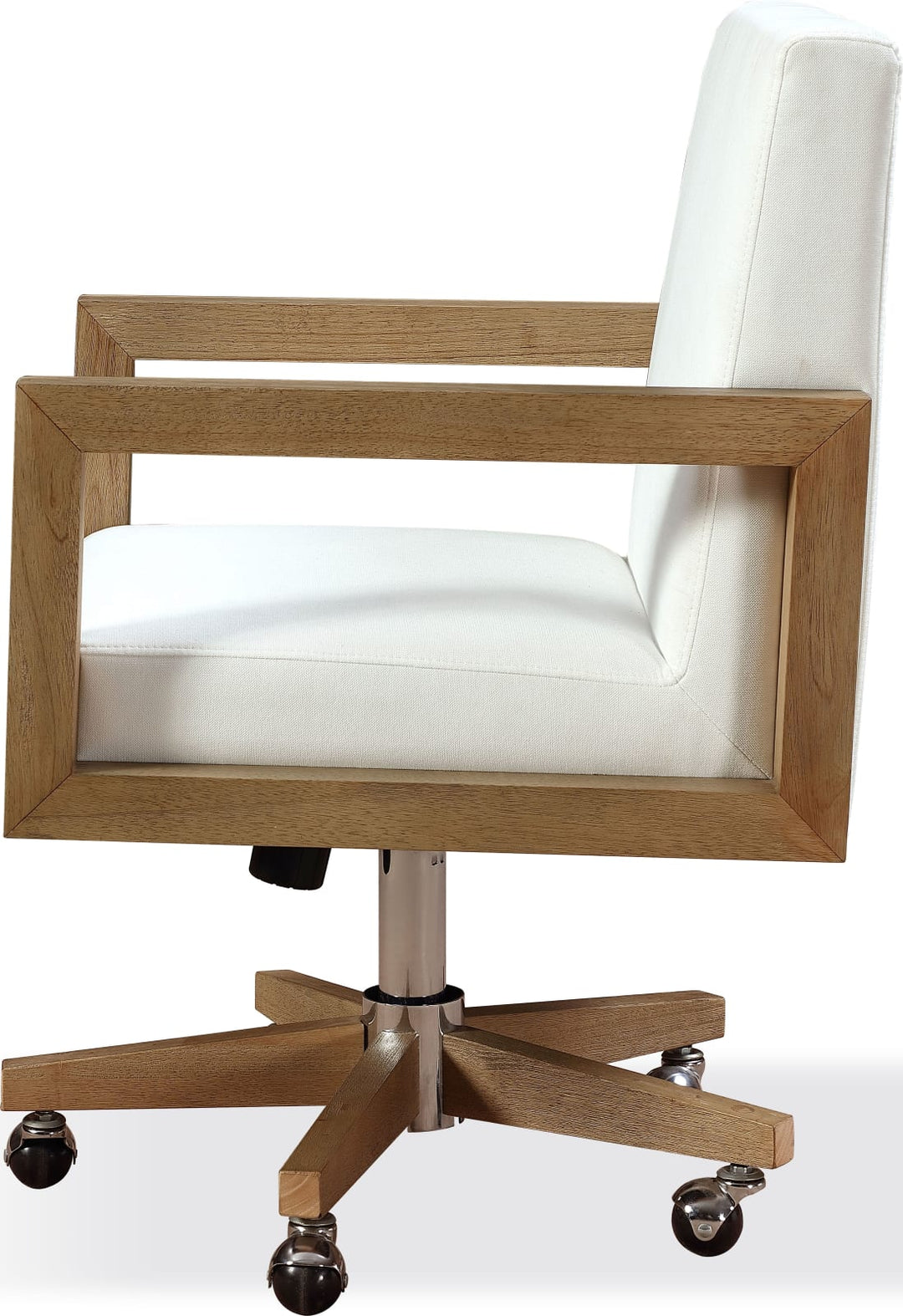 One Wood Frame Home Office Chair in Solid Wood and White Canvas – view 2