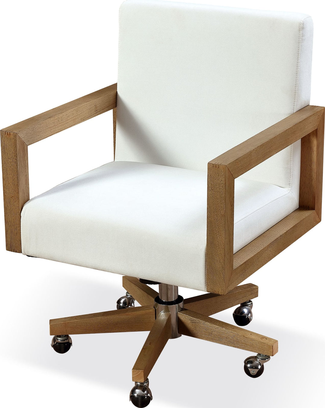 One Wood Frame Home Office Chair in Solid Wood and White Canvas – view 4