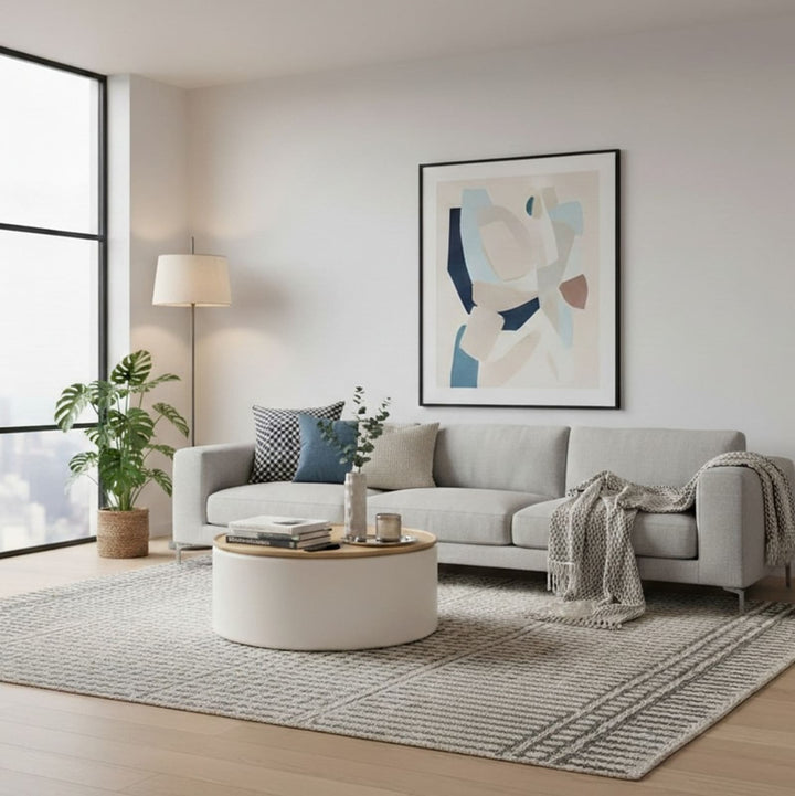 Oskar Lift Top Round Coffee Table in Barley