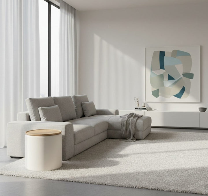 Oskar Lift Top Round End Table in Barley – view 7