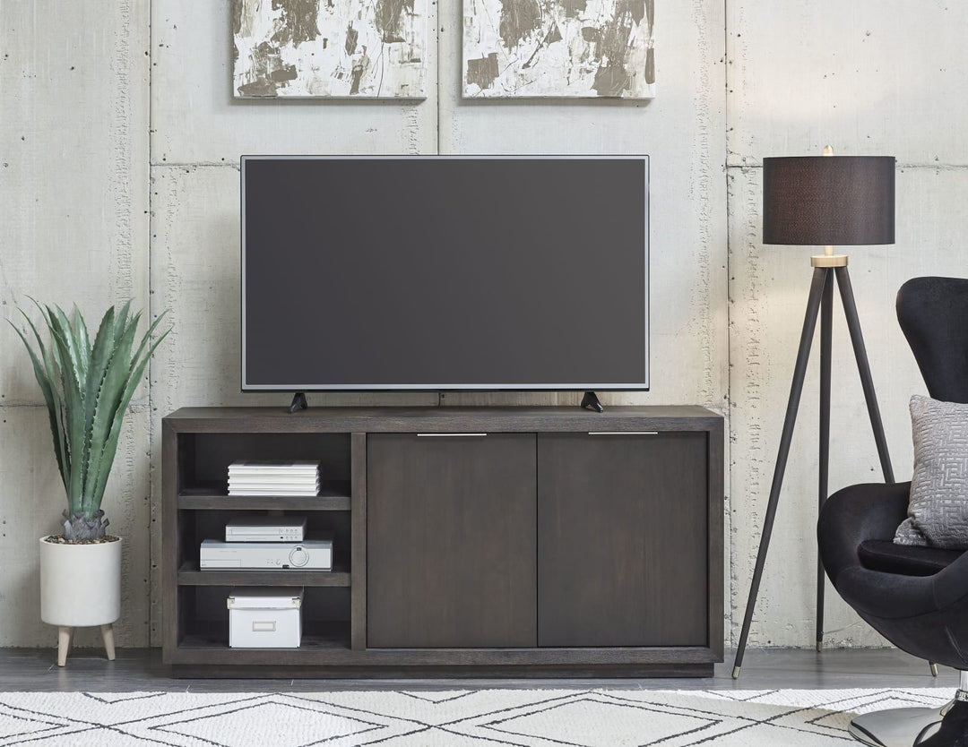 Oxford 64 inch Two Drawer Two Shelf Media Console in Basalt Grey