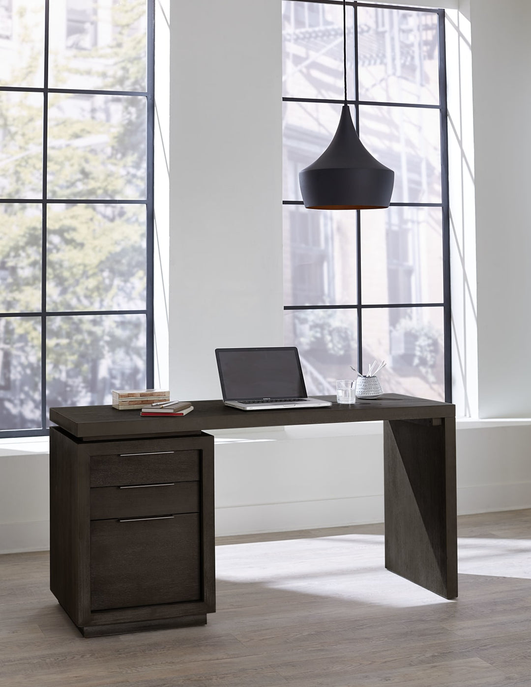 Oxford Single Pedestal Desk in Basalt Grey