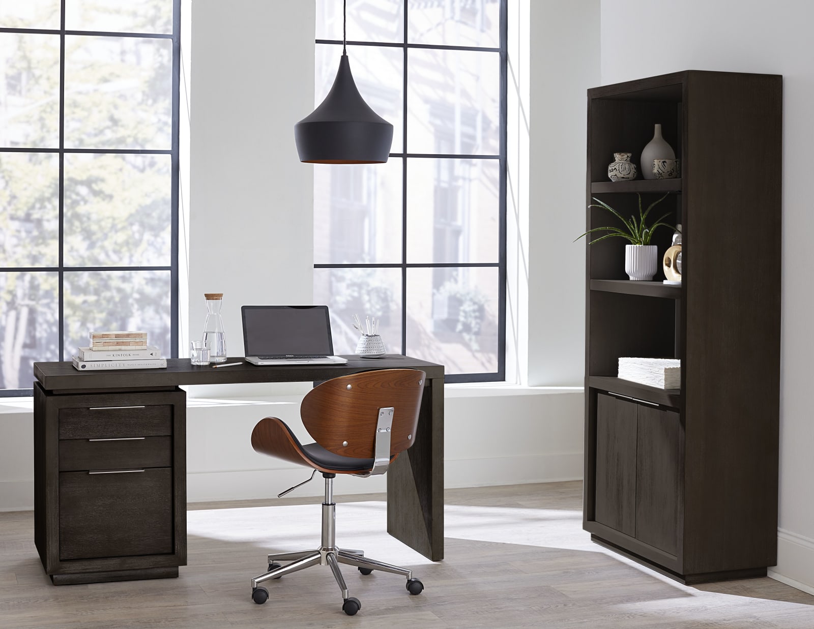 Oxford Single Pedestal Desk in Basalt Grey – view 2