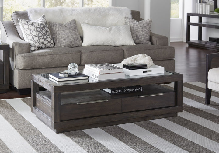 Oxford Two Drawer Rectangular Coffee Table in Basalt Grey