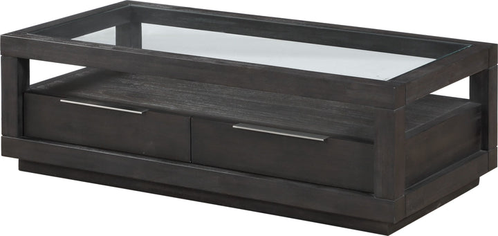 Oxford Two Drawer Rectangular Coffee Table in Basalt Grey – view 3