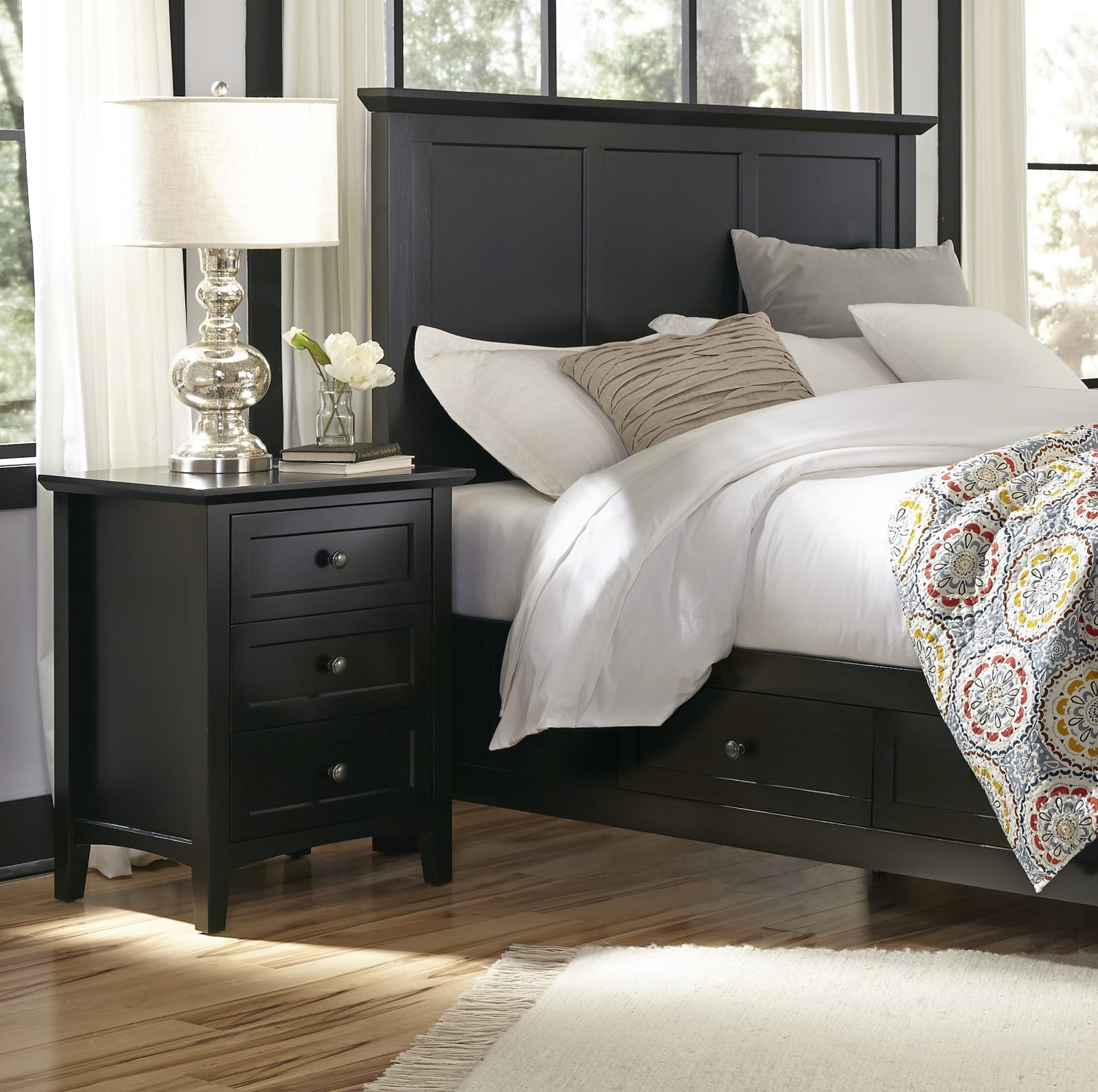 Paragon Three-Drawer Nightstand in Black – view 2