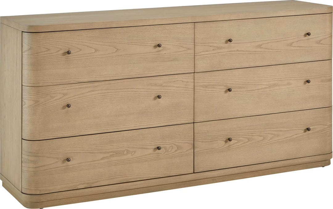 Penny Six Drawer White Ash Dresser in Buff Cream – view 3