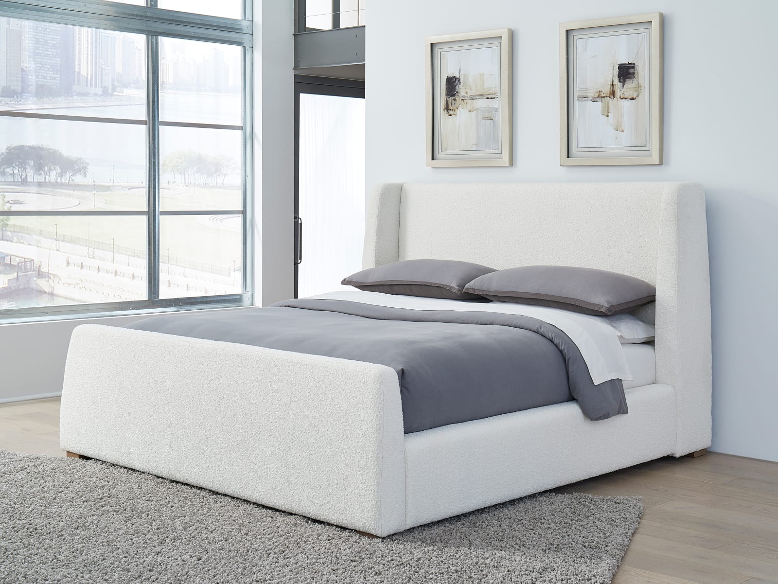 Presley Upholstered Wingback Platform Bed in Cottage Cheese Boucle (2026) – view 2