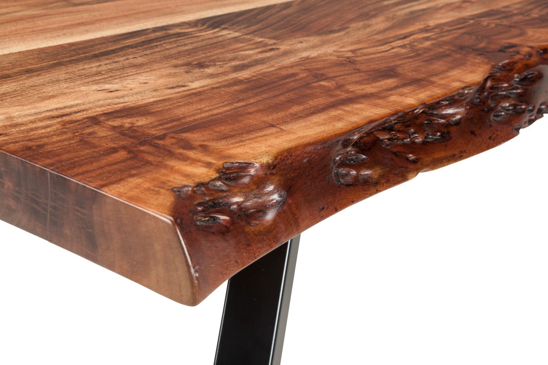 Reese Live Edge Solid Wood Metal Leg Console Table in Natural Acacia – view 4