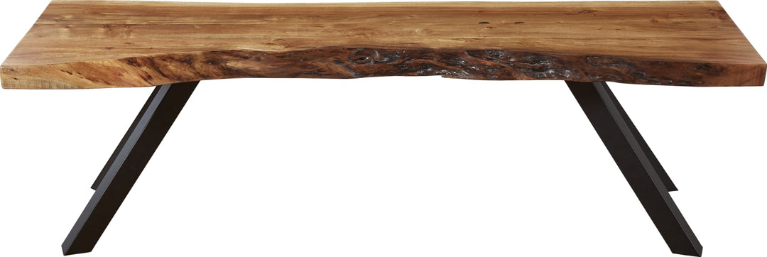 Reese Live Edge Solid Wood Metal Leg Dining Bench in Natural Acacia – view 2