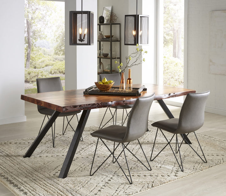 Reese Live Edge Solid Wood Metal Leg Dining Table in Natural Acacia – view 2