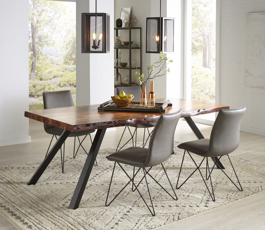 Reese Live Edge Solid Wood Metal Leg Dining Table in Natural Acacia – view 2