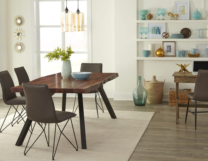 Reese Live Edge Solid Wood Metal Leg Dining Table in Natural Acacia – view 3