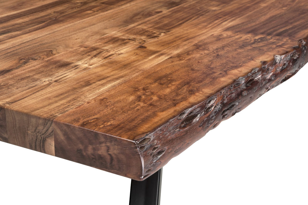 Reese Live Edge Solid Wood Metal Leg Dining Table in Natural Acacia – view 6
