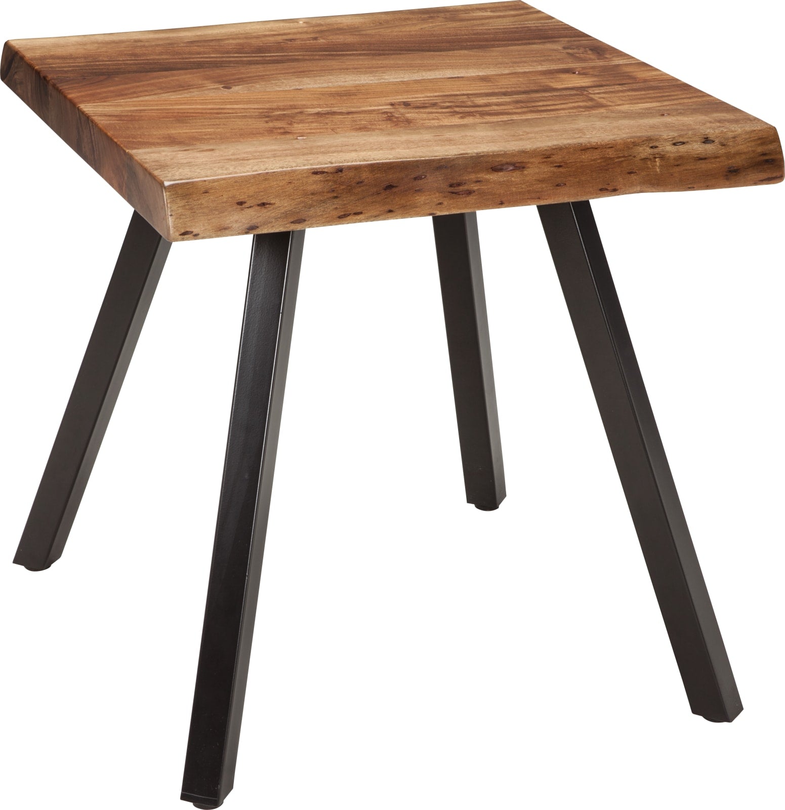 Reese Live Edge Solid Wood Metal Leg End Table in Natural Acacia – view 2
