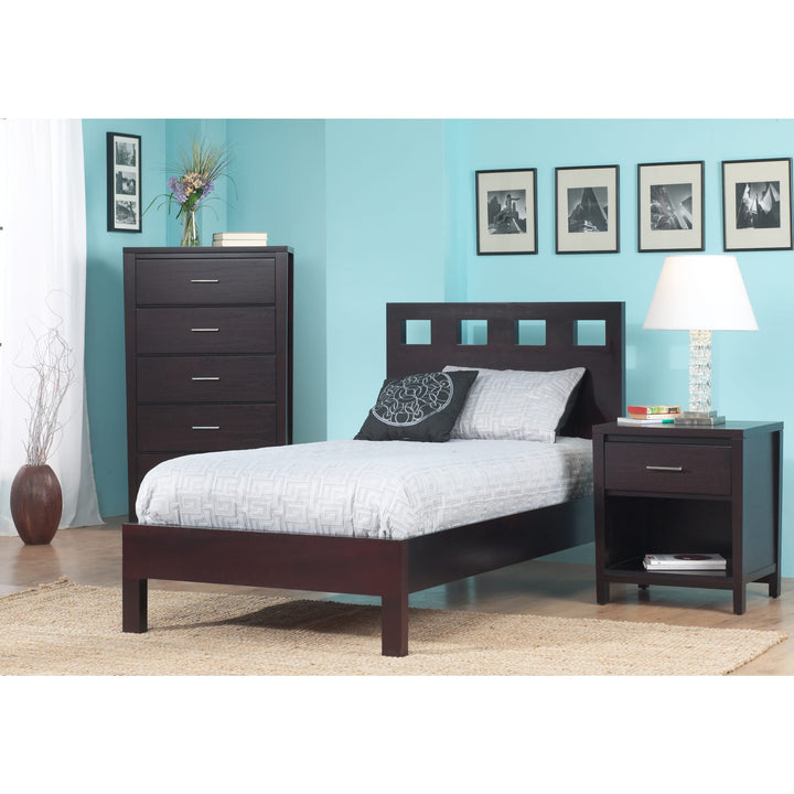 Riva Queen Wood Platform Bed in Espresso