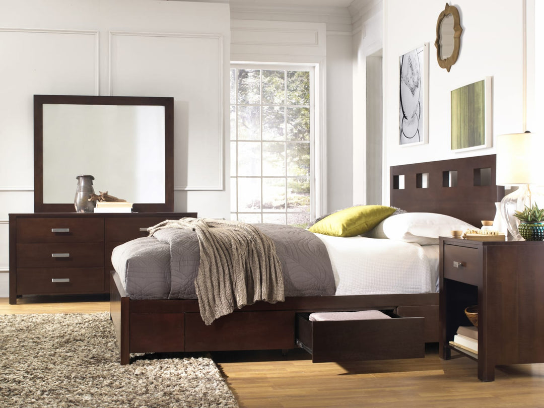 Riva Queen-size Platform Storage Bed in Chocolate Brown – view 8