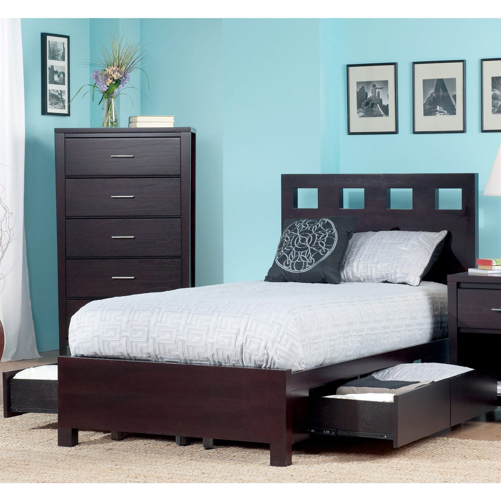 Riva Full Wood Storage Bed in Espresso
