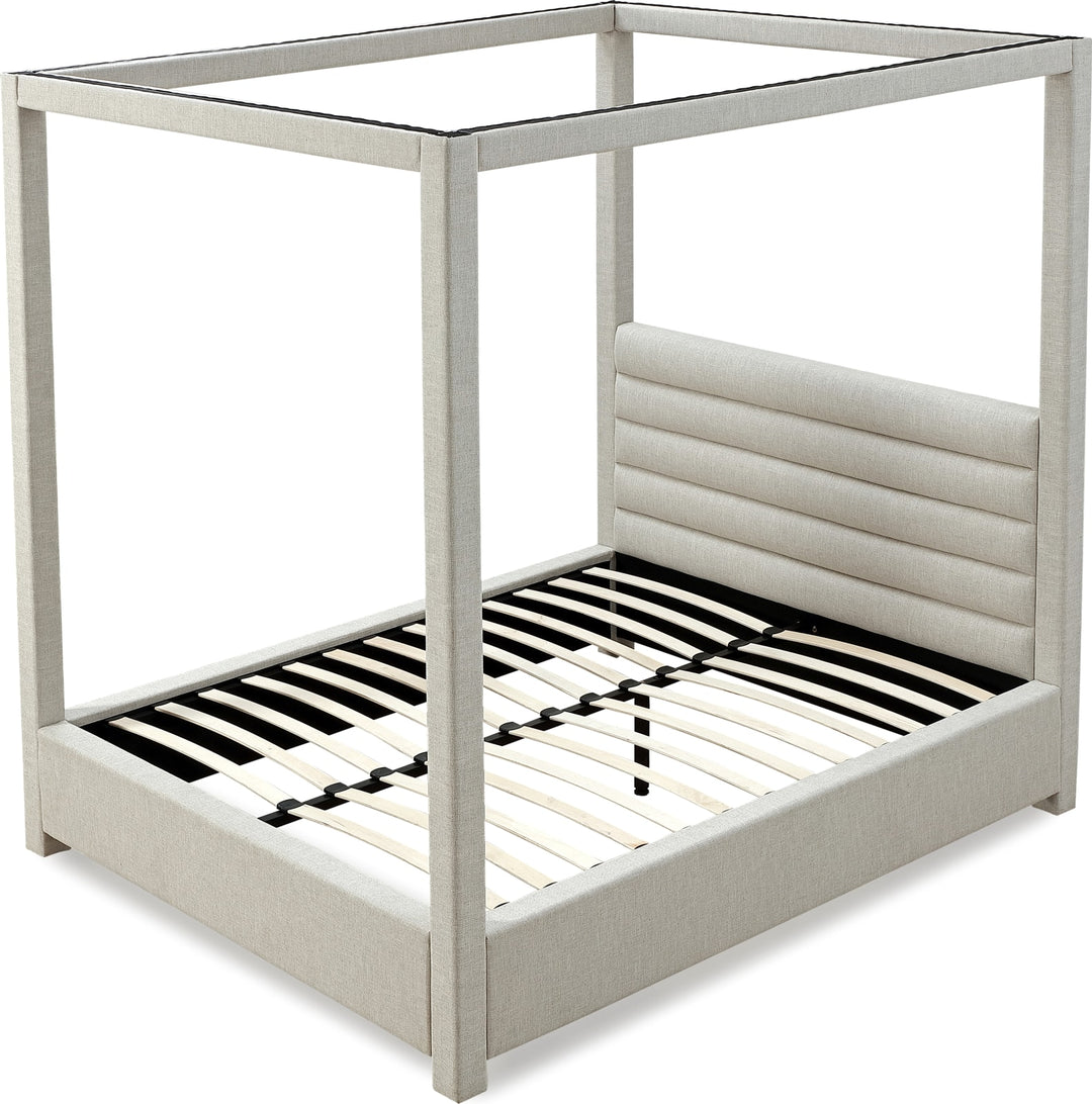 Rockford Full-size Upholstered Canopy Bed in Turtle Dove Linen – view 8