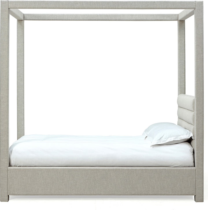 Rockford Queen-size Upholstered Canopy Bed in Turtle Dove Linen (2026) – view 7