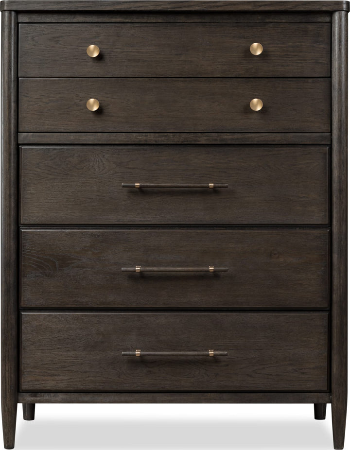 Rockport Five Drawer Oak Wood Chest in Yin – view 4