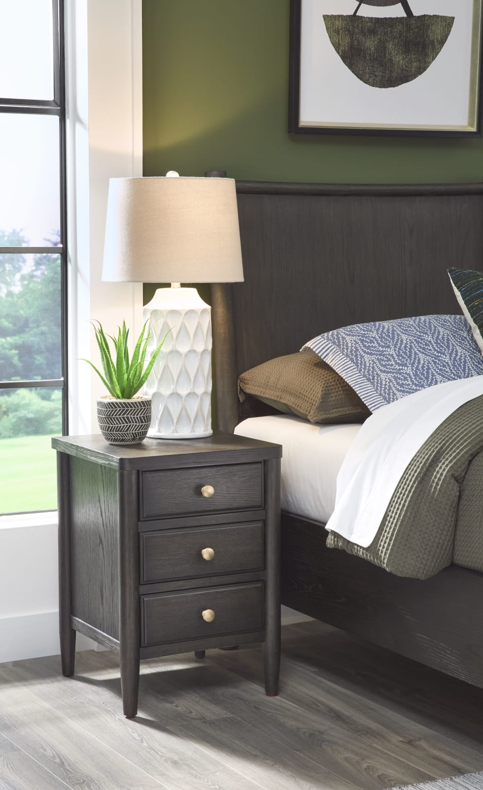 Rockport Three Drawer Small Nightstand in Yin
