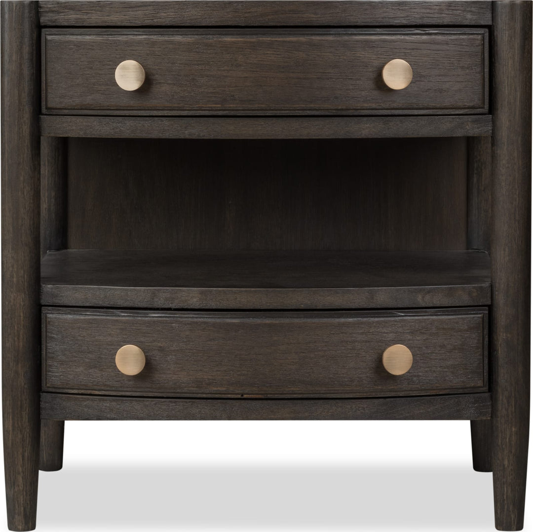 Rockport Two Drawer One Shelf Oak Wood Nightstand in Yin – view 3