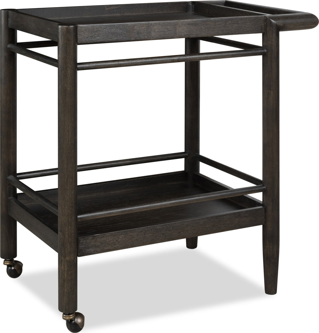 Rockport Two Shelf Rolling Bar Cart in Yin – view 3