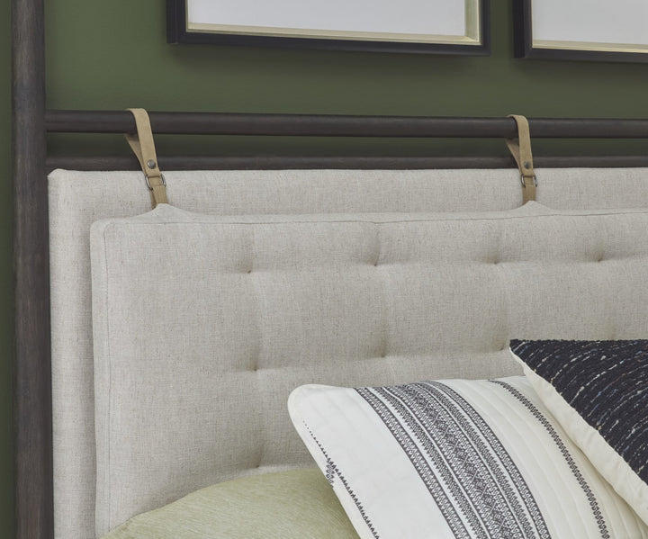 Rockport Upholstered King-size Poster Bed in Yin and Turtle Dove Linen – view 2