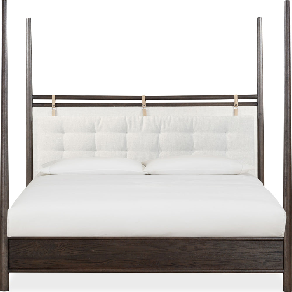 Rockport Upholstered California King-size Poster Bed in Yin and Turtle Dove Linen – view 3