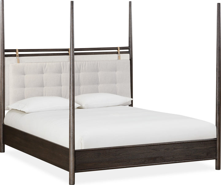 Rockport Upholstered Full-size Poster Bed in Yin and Turtle Dove Linen – view 4