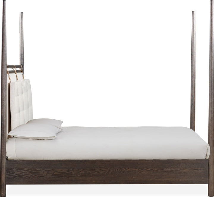 Rockport Upholstered California King-size Poster Bed in Yin and Turtle Dove Linen – view 5