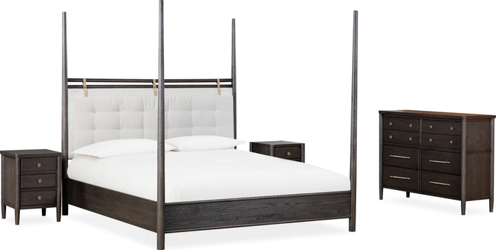 Rockport Upholstered King-size Poster Bed in Yin and Turtle Dove Linen – view 7